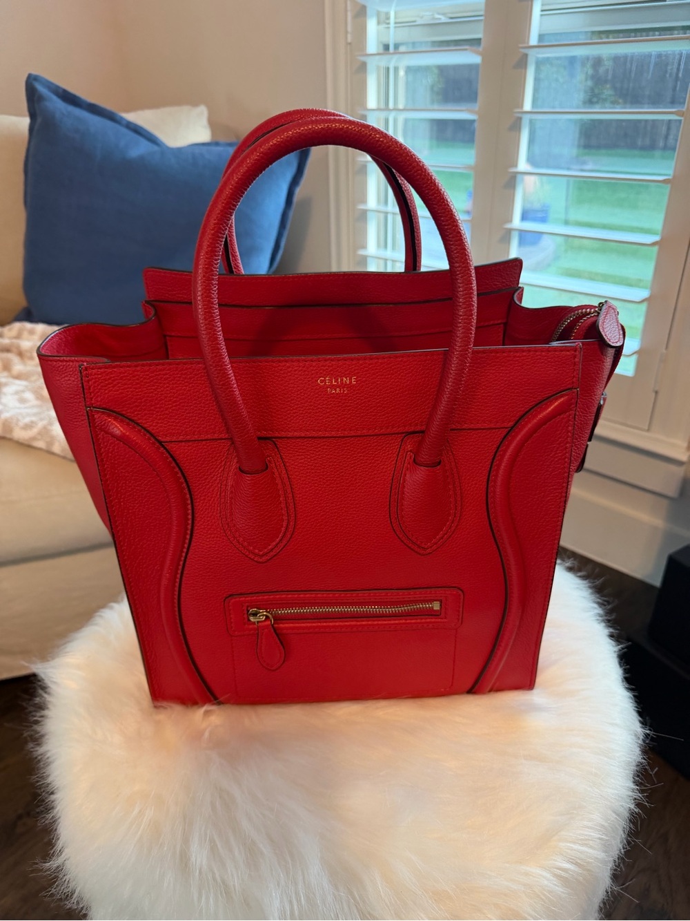 Celine Red Mini Luggage Tote